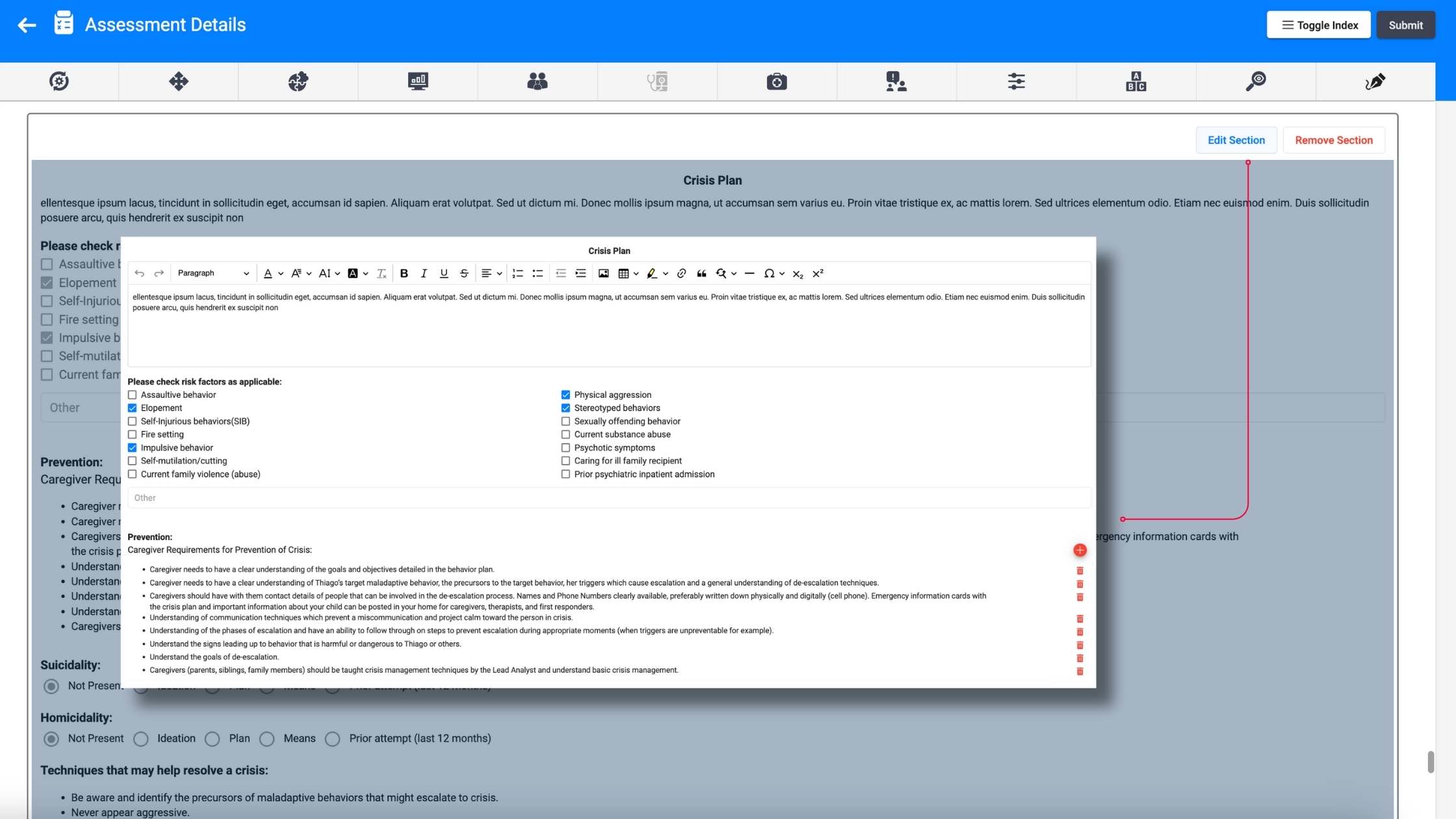 Assessments tool ABA Matrix
