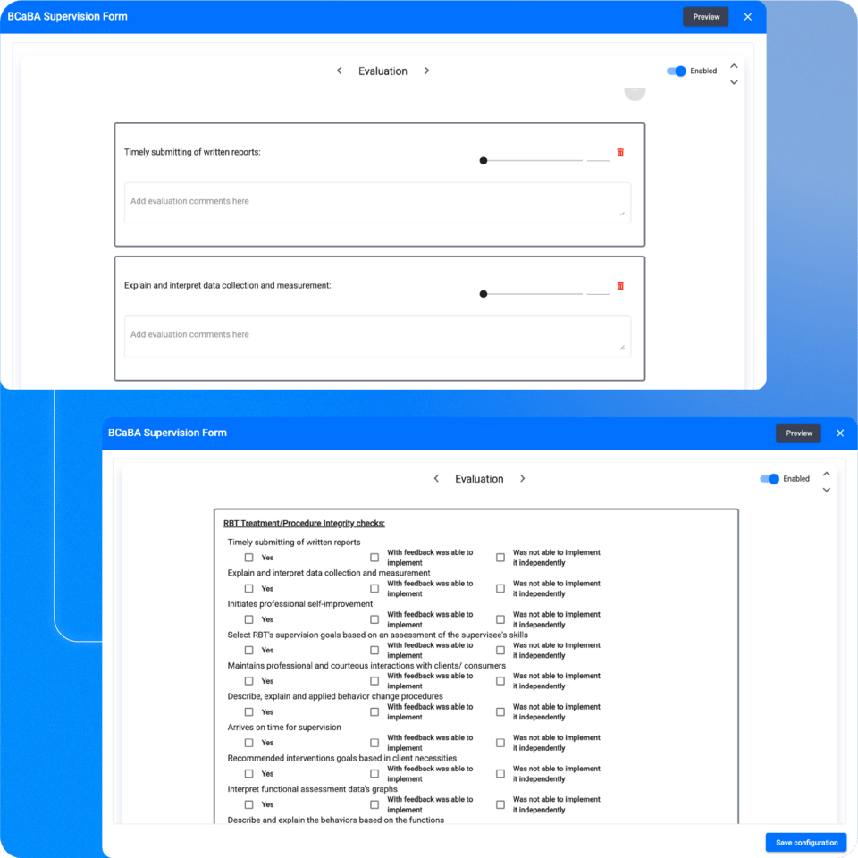 RBT and BCaBA Supervisions - Customizable templates - ABAMATRIX