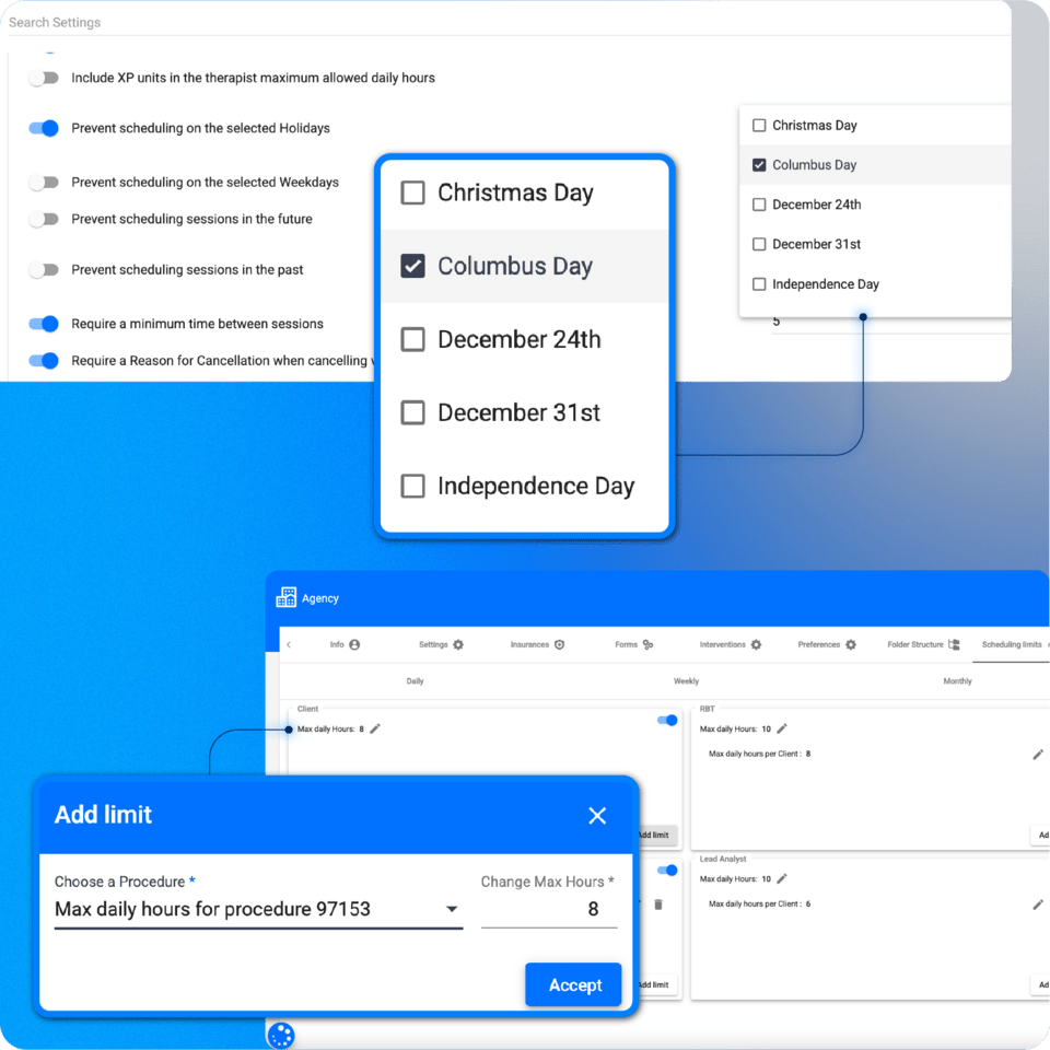 Scheduling - Customizable scheduling rules and restrictions - ABAMATRIX